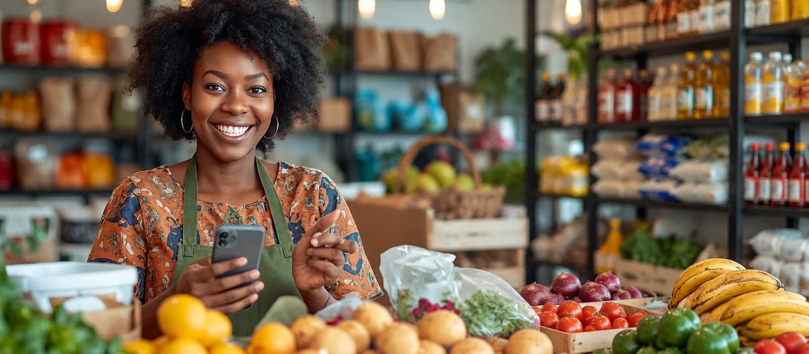 Marché local avec vendeurs et produits disponibles sur Marché Fooly